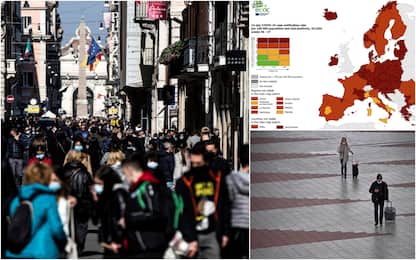 Covid, mappe Ecdc: tutta Ue in rosso, giallo solo in Italia e Spagna