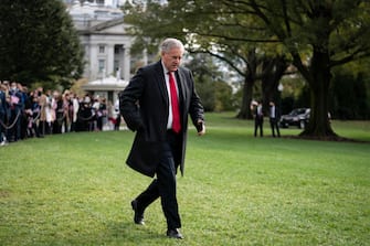 WASHINGTON, DC - OCTOBER 30: White House Chief of Staff Mark Meadows walks along the South Lawn before President Donald Trump departs from the White House on October 30, 2020 in Washington, DC. President Trump will travel to Michigan, Wisconsin and Minnesota for the campaign rallies ahead of the presidential election on Tuesday. (Photo by Sarah Silbiger/Getty Images)