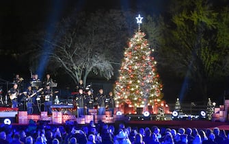 WASHINGTON, UNITED STATES - DECEMBER 2: National Christmas Tree Lighting 2021 with the attendance of President of the United States Joe Biden in Washington, D.C., on December 2, 2021 (Photo by Kyle Mazza/Anadolu Agency via Getty Images)