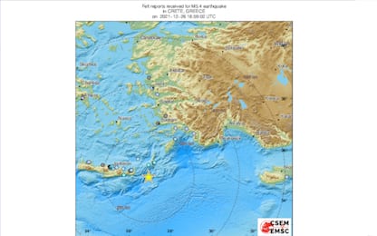 Grecia, terremoto al largo di Creta: scossa più forte di magnitudo 5.4