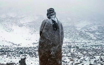 An image relating to the snowfall that affected the Tabuk region, in Saudi Arabia, taken from the Twitter profile Farhan @wolvestravelers, January 3, 2022. TWITTER FARHAN @WOLVERTRAVELERS ++ ATTENTION THE PHOTO CANNOT BE REPRODUCED OR PUBLISHED WITHOUT AUTHORIZATION FROM THE SOURCE TO REFERRED TO ++