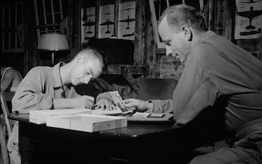 Enlisted Men Writing Letter Home, Air Service Command, Greenville, South Carolina, USA, by Jack Delano for Office of War Information, July 1943. (Photo by: Universal History Archive/Universal Images Group via Getty Images)