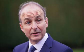 Taoiseach Micheal Martin speaking to the media at Deerpark House Homeless services in Cork city, which has been taken over by the homeless body Depaul. Picture date: Monday January 10, 2022. (Photo by Niall Carson/PA Images via Getty Images)