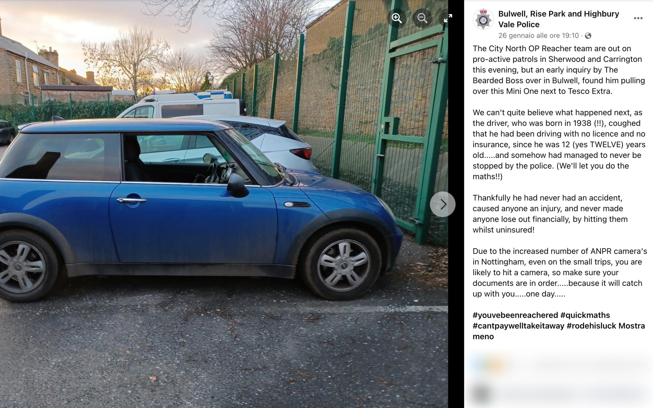 Uk, stopped a man who had been driving for over 70 years