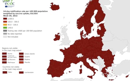 Covid, tutta Europa resta in rosso scuro nelle mappe Ecdc