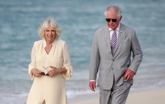 SAINT GEORGE'S, GRENADA - MARCH 23:  Prince Charles, Prince of Wales and Camilla, Duchess of Cornwall attend an engagement on the beach during their official visit to Grenada on March 23, 2019 in Saint George's, Grenada. (Photo by Chris Jackson/Getty Images)