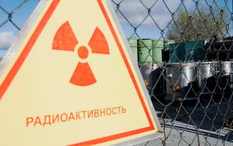 CHERNOBYL, UKRAINE.  A radiation sign at the Chernobyl power station.  On April 26, 1986, the fourth reactor of the Chernobyl nuclear power plant exploded causing the world's worst nuclear disaster.  File image / Pyotr Sivkov / TASS
