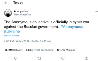Il tweet contro la Russia di Anonymous