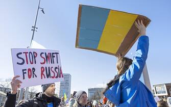 Manifestazione per la pace in Ucraina a Ginevra