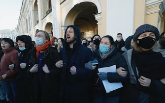 Manifestanti in Russia contro l'invasione dell'Ucraina