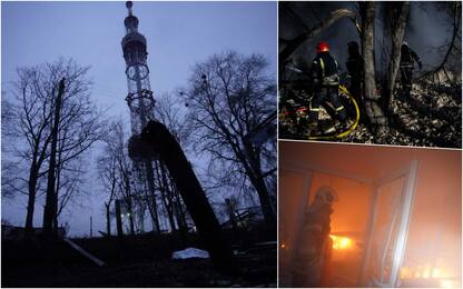 Guerra Russia-Ucraina, bombardata la torre della tv di Kiev. FOTO