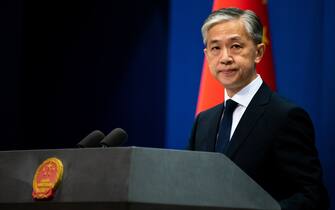 BEIJING, CHINA - JULY 20, 2020: China's new Foreign Ministry spokesperson Wang Wenbin gives a press conference. Artyom Ivanov/TASS (Photo by Artyom Ivanov\TASS via Getty Images)