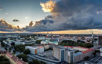 TALLINN CITY CENTER, TALLINN, HARJUMAA, ESTONIA - 2017/09/16: View from Radisson Blu hotel in Tallinn. Panorama of Tallinn City Center, capital city of Estonia.
Tallinn is the largest city in Estonia and it is the Capital city of the small Baltic nation. Estonia became an independent nation August 1991 after the fall of the Soviet Union. (Photo by Hendrik Osula/SOPA Images/LightRocket via Getty Images)
