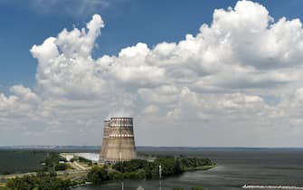 July 9, 2019, Enerhodar, Zaporizhzhia Region, Ukraine: Two cooling towers dominate the landscape as the Zaporizhzhia Nuclear Power Plant is situated on the bank of the Kakhovka Reservoir formed on the Dnipro River, Enerhodar, Zaporizhzhia Region, southeastern Ukraine, July 9, 2019. Ukrinform. (Credit Image: © Dmytro Smolyenko/Ukrinform via ZUMA Wire)