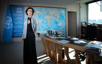Director-General of the United Nations Educational, Scientific and Cultural Organization (UNESCO) Audrey Azoulay, poses during a photo session in Paris, on October 27, 2021. (Photo by JOEL SAGET / AFP) (Photo by JOEL SAGET/AFP via Getty Images)