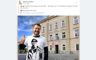 Poland, Salvini challenged with Putin’s shirt: Mayor of Przemys posts memes.  PHOTO