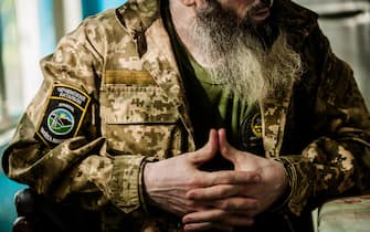 Chechen unit commander  of the Sheikh Mansur battalion, known as "Muslim" in the base close to Mariupol, Ukraine on 25 July 2015. (Photo by Celestino Arce/NurPhoto)
