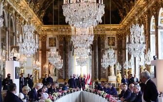 epa09816749 EU leaders attend an informal summit at the Chateau de Versailles (Versailles Palace) in Versailles, near Paris, France, 11 March 2022. EU heads of state and government met at the Versailles summit to discuss further sanctions against Russia for aggression against Ukraine, including sanctions on banks and individuals.  EPA/SARAH MEYSSONNIER / POOL  MAXPPP OUT