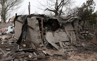 DONETSK, DONETSK PEOPLE'S REPUBLIC - FEBRUARY 28, 2022: Shellfire damage in Donetsk's village of Gladkovka. Tension began to escalate in Donbass on 17 February, with the Donetsk People's Republic and the Lugansk People's Republic reporting the most intense shellfire in months. Early on 24 February, Russia's President Putin announced his decision to launch a special military operation after considering requests from the leaders of the Donetsk People's Republic and the Lugansk People's Republic. Sergei Bobylev/TASS/Sipa USA