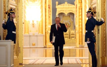RUSSIA, MOSCOW - DECEMBER, 1 (RUSSIA OUT) Russian President Vladimir Putin enters the hall to deliver his annual speech to the Federal Assembly at Grand Kremlin Palace, in Moscow, Russia,  December, 1, 2016.  (Photo by Mikhail Svetlov/Getty Images)