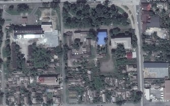RUSSIANS INVADE UKRAINE -- JUNE 21, 2021:  01 Maxar satellite imagery of buildings and homes BEFORE invasion Mariupol, Ukraine.  21June2021_wv2.  Please use: Satellite image (c) 2022 Maxar Technologies.