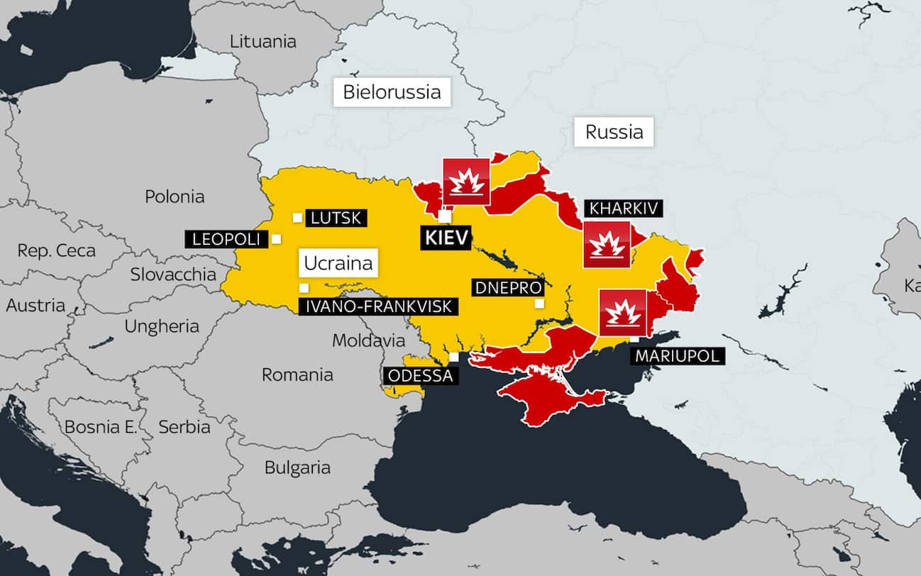 Guerra Russia Ucraina, le mappe dell'attacco e quali sono le città colpite. FOTO Sky TG24 Guerra Russia Ucraina, le mappe dell'attacco e quali sono le città colpite. FOTO Sky TG24