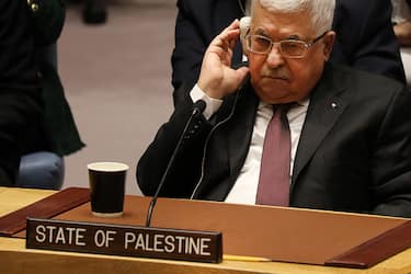 NEW YORK, NEW YORK - FEBRUARY 11: Palestinian President Mahmoud Abbas listens at the United Nations (UN) Security Council in New York on February 11, 2020 in New York City. Abbas used the world body to denounce the US peace plan between Israel and Palestine. Donald Trump's proposal for Israeli-Palestinian peace, which was released on January 28, has been met with  universal Palestinian opposition. (Photo by Spencer Platt/Getty Images)