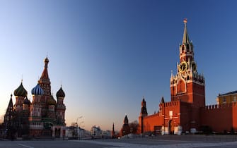 St. Basil's & The Kremlin at Moscow at Night from Red Square
