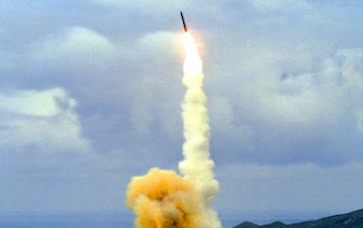 The LGM-30 Minuteman is a U.S. land-based intercontinental ballistic missile (ICBM), in service with the Air Force Global Strike Command. As of 2021, the LGM-30G Minuteman III version is the only land-based ICBM in service in the United States and represents the land leg of the U.S. nuclear triad. (Photo by: Universal History Archive/Universal Images Group via Getty Images)