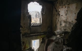 Destroyed flat in the Residential building Destroyed by Russian army in the recaptured by the Ukrainian army Borodyanka city near Kyiv, Ukraine, 05 April 2022 (Photo by Maxym Marusenko/NurPhoto via Getty Images)