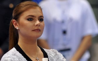 Russian former gymnast Alina Kabaeva attends the senior event at European Championships in Rhythmic Gymnastics in Turin on June 6, 2008. AFP PHOTO / GIUSEPPE CACACE (Photo by Giuseppe CACACE / AFP) (Photo by GIUSEPPE CACACE/AFP via Getty Images)