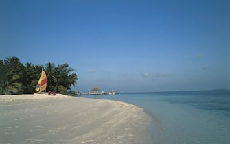 Beach on Ihuru Island, North Male Atoll, Maldives.