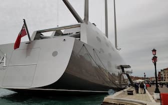 Sailing Yacht A is a sailing yacht launched in 2015. The vessel is a sail-assisted motor yacht designed by Philippe Starck and built by Nobiskrug in Kiel, Germany for the Russian billionaire Andrey Melnichenko



Pictured: Sailing Yacht A

Ref: SPL5295916 120322 NON-EXCLUSIVE

Picture by: Christopher Peterson / SplashNews.com



Splash News and Pictures

USA: +1 310-525-5808
London: +44 (0)20 8126 1009
Berlin: +49 175 3764 166

photodesk@splashnews.com



World Rights,