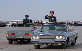 ROSTOV-ON-DON, RUSSIA - APRIL 29, 2021: Army General Alexander Dvornikov, commander of the Russian Southern Military District, takes part in a rehearsal of a military parade marking the 76th anniversary of the victory over Nazi Germany in World War II at Rostov-na-Donu Tsentralny Air Base. Erik Romanenko/TASS/Sipa USA