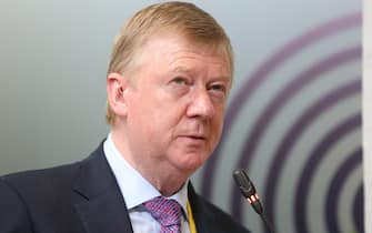 Anatoly Chubais, chairman of Rusnano OAO, speaks during the Open Innovation Forum in Moscow, Russia, on Tuesday, Oct. 22, 2019. Russia is loosening the financial reins a bit after years of austerity, raising hopes growth could soon pick up even as the global outlook dims. Photographer: Andrey Rudakov/Bloomberg