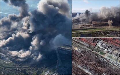 Ucraina, l'acciaieria Azovstal e Mariupol distrutte dalle bombe. FOTO