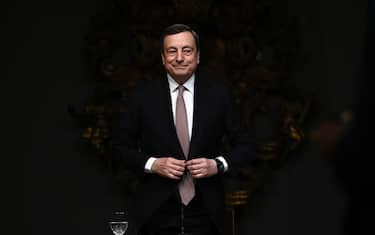 Italian Prime Minister Mario Draghi departs after speaking at a press conference at the Italian Embassy in Washington, DC, May 11, 2022. (Photo by OLIVIER DOULIERY / AFP) (Photo by OLIVIER DOULIERY/AFP via Getty Images)