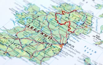 Map of Ireland. Selective Focus.