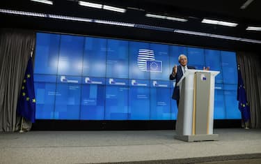 Josep Borrell, vice president of the European Commission, during a news conference following a Foreign Affairs Council and Defense Ministers meeting at the European Union (EU) Council headquarters in Brussels, Belgium, on Tuesday, May 17, 2022. Borrell said ministers had decided to pass the deadlock over a EU proposal to ban imports of Russian crude back to ambassadors for more deliberations. Photographer: Valeria Mongelli/Bloomberg