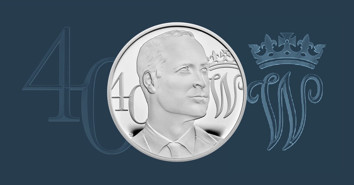 La moneta da 5£ coniata dalla Royal Mint per i 40 anni del principe William