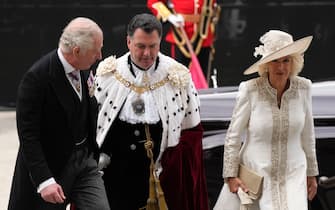 Britain's Prince Charles and Camilla, Duchess of Cornwall arrive for a service of thanksgiving for the reign of Queen Elizabeth II at St Paul's Cathedral in London, Friday, June 3, 2022 on the second of four days of celebrations to mark the Platinum Jubilee. The events over a long holiday weekend in the U.K. are meant to celebrate the monarch's 70 years of service. (AP Photo/Matt Dunham, Pool)