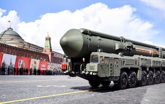 A Russian Yars intercontinental ballistic missile launcher parades through Red Square during the Victory Day military parade in central Moscow on May 9, 2022. - Russia celebrates the 77th anniversary of the victory over Nazi Germany during World War II. (Photo by Alexander NEMENOV / AFP) (Photo by ALEXANDER NEMENOV/AFP via Getty Images)