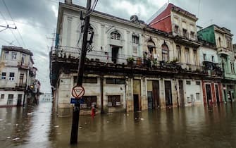 View of a flooded street in Havana, on June 3, 2022. - The remnant of Hurricane Agatha is causing intense and persistent rains this Friday in the western and central provinces of Cuba. (Photo by YAMIL LAGE / AFP) (Photo by YAMIL LAGE/AFP via Getty Images)