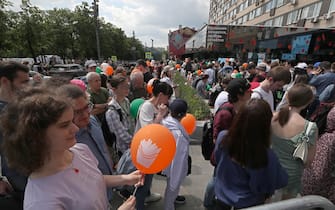 epa10009464 People visit a former McDonald's restaurant during reopening under a new brand Vkusno I Tochka, in Moscow, Russia, 12 June 2022. On 14 March 2022, due to events in Ukraine, McDonald's Corporation ceased its operations in Russia. In May after announcement of the plans to exit the Russian market, the company sold its Russian business to Russian businessman, McDonald's franchisee partner, Alexander Govor, who will continue to develop the fast-food chain under a new brand. The first 15 outlets will open in Moscow and Moscow region on 12 June.  EPA/MAXIM SHIPENKOV
