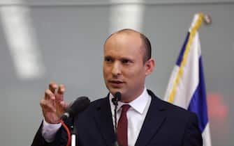 epa07176686 Israeli Minister of Education Naftali Bennet speaks during a press conference in the Israeli Knesset, (Israeli Parliament), in Jerusalem, 19 November 2018. Media reports state that the Netanyahu government will not go to early elections after Naftali Bennett and Ayelet Shaked of the Jewish Home Party decided not to resign from the coalition.  The elections are scheduled to take place in November 2019 EPA / ABIR SULTAN