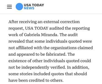 Il quotidiano Usa Today ha rimosso 23 articoli dal suo sito dopo aver scoperto che la giornalista che li ha scritti si è inventata le citazioni contenute nelle storie