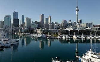AUCKLAND, NEW ZEALAND - MAY 16: A general nightime view of the Auckland skyline as seen from the new Park Hyatt hotel in the Viaduct Basin area of the city on May 16, 2021 in Auckland, New Zealand. Quarantine-free travel from Australia to New Zealand resumed on Monday 19 April following the closure of international borders in response to the global COVID-19 pandemic. The opening of the trans-Tasman travel bubble is hoped to help New Zealand's tourism industry recover. Prior to COVID-19, Australians made up almost 40% of international arrivals to New Zealand and contributed around 24% or $2.7 billion of New Zealand's annual international visitor spend. (Photo by James D. Morgan/Getty Images)