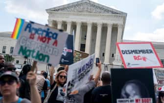 Demonstrations before the US Supreme Court after a decision on abortion