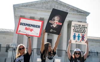 Demonstrations before the US Supreme Court after a decision on abortion