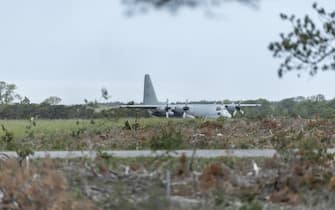 GOTLAND, SWEDEN, JUNE 08: A Lockheed C-130 Hercules aircraft belonging to the Swedish Air Force lands on the road strip on Bro, known locally as âBrorakanâ  during the Baltops 22, the Balticâs year military exercise including more than forty-five maritime units, more than seventy-five aircrafts and approximately seven thousand personnel of sixteen nations in Gotland, Sweden, June 08th, 2022. (Photo by Narciso Contreras/Anadolu Agency via Getty Images)